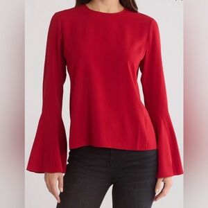 NWT ($398USD) FRAME Denim Red Flutter Sleeve Blouse